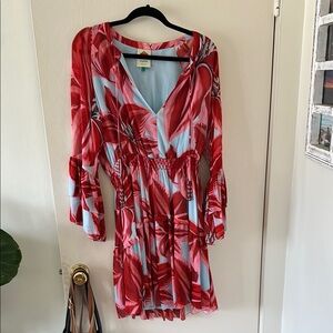 Farm Rio Floral Red and Blue Women's Dress